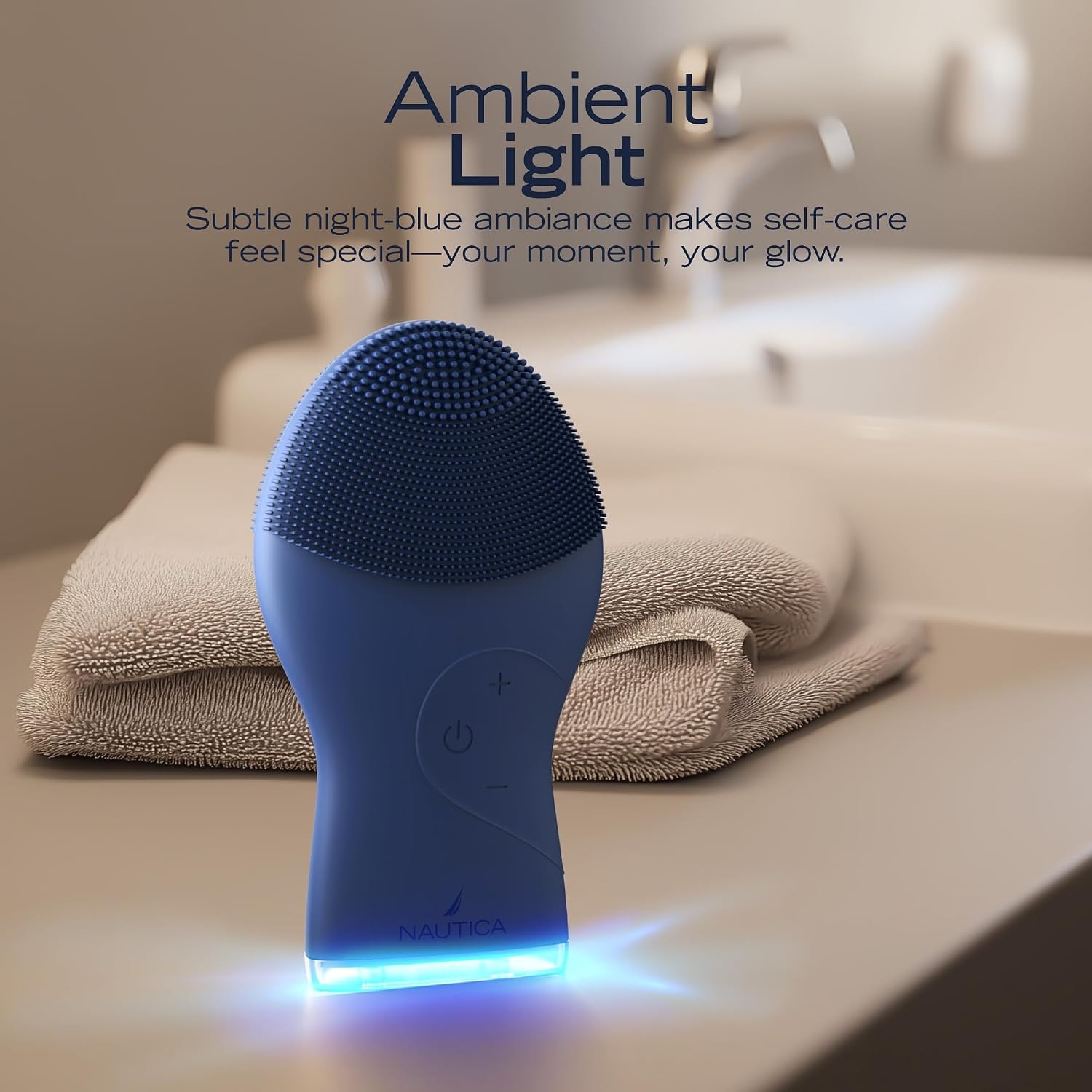 image:imageNautica PC120 Facial Cleansing Brush Made with UltraHygienic Soft Silicone Waterproof Rechargeable Vibrating Face Exfoliator Scrub Brush with Sonic Technology for Men amp Women Hy PurpleNavy