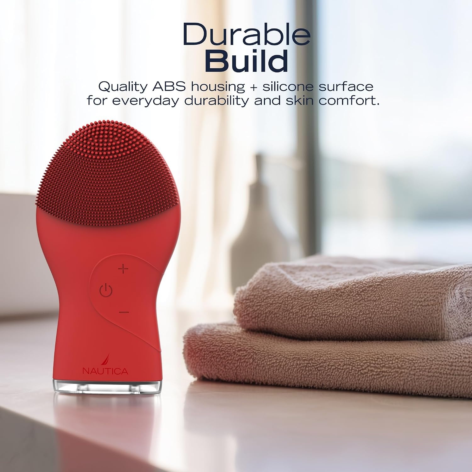 image:imageNautica PC120 Facial Cleansing Brush Made with UltraHygienic Soft Silicone Waterproof Rechargeable Vibrating Face Exfoliator Scrub Brush with Sonic Technology for Men amp Women Hy PurpleDancing Red