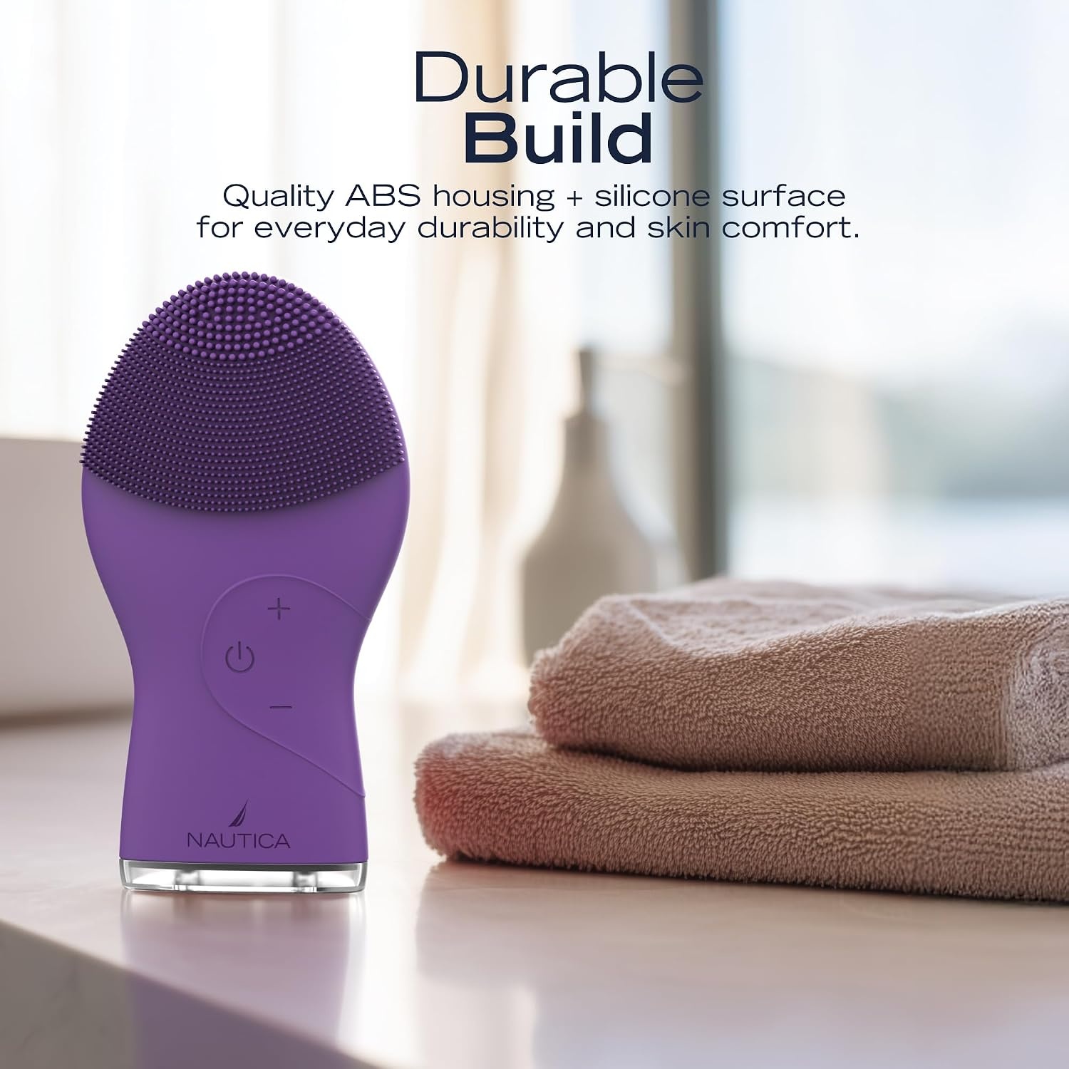 image:imageNautica PC120 Facial Cleansing Brush Made with UltraHygienic Soft Silicone Waterproof Rechargeable Vibrating Face Exfoliator Scrub Brush with Sonic Technology for Men amp Women Hy PurpleHy Purple