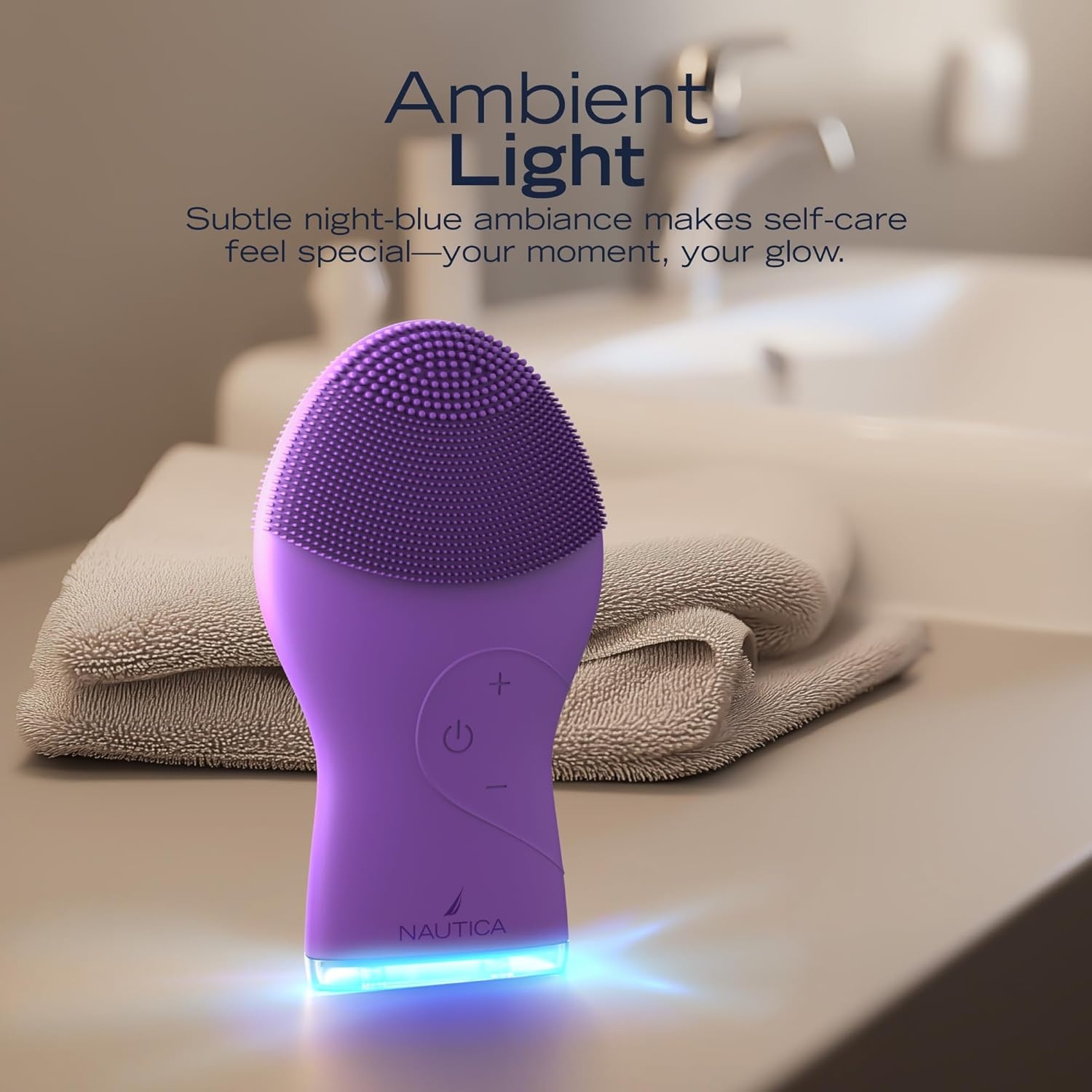 image:imageNautica PC120 Facial Cleansing Brush Made with UltraHygienic Soft Silicone Waterproof Rechargeable Vibrating Face Exfoliator Scrub Brush with Sonic Technology for Men amp Women Hy PurpleHy Purple