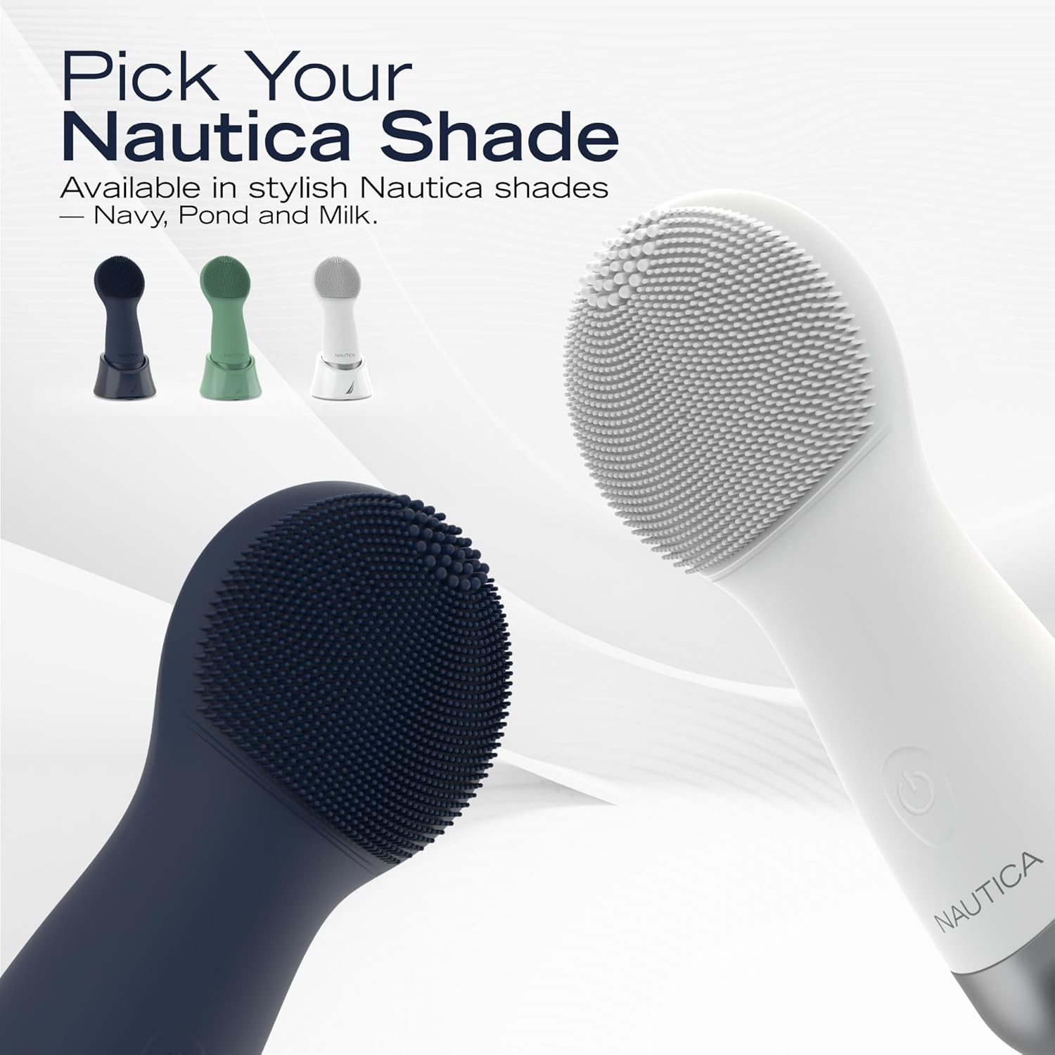 image:imageNautica PC130 Sonic Facial Cleansing Brush Made with Ultra Hygienic Soft Silicone Waterproof and Rechargeable Face Scrub Brush for Men amp Women MilkNavy