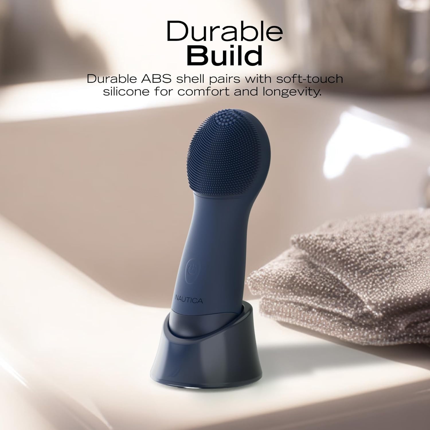 image:imageNautica PC130 Sonic Facial Cleansing Brush Made with Ultra Hygienic Soft Silicone Waterproof and Rechargeable Face Scrub Brush for Men amp Women MilkNavy