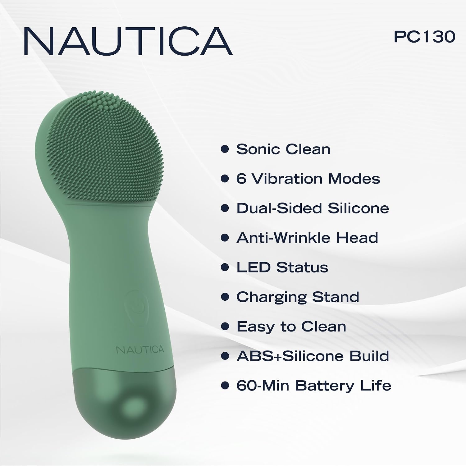 image:imageNautica PC130 Sonic Facial Cleansing Brush Made with Ultra Hygienic Soft Silicone Waterproof and Rechargeable Face Scrub Brush for Men amp Women MilkPond