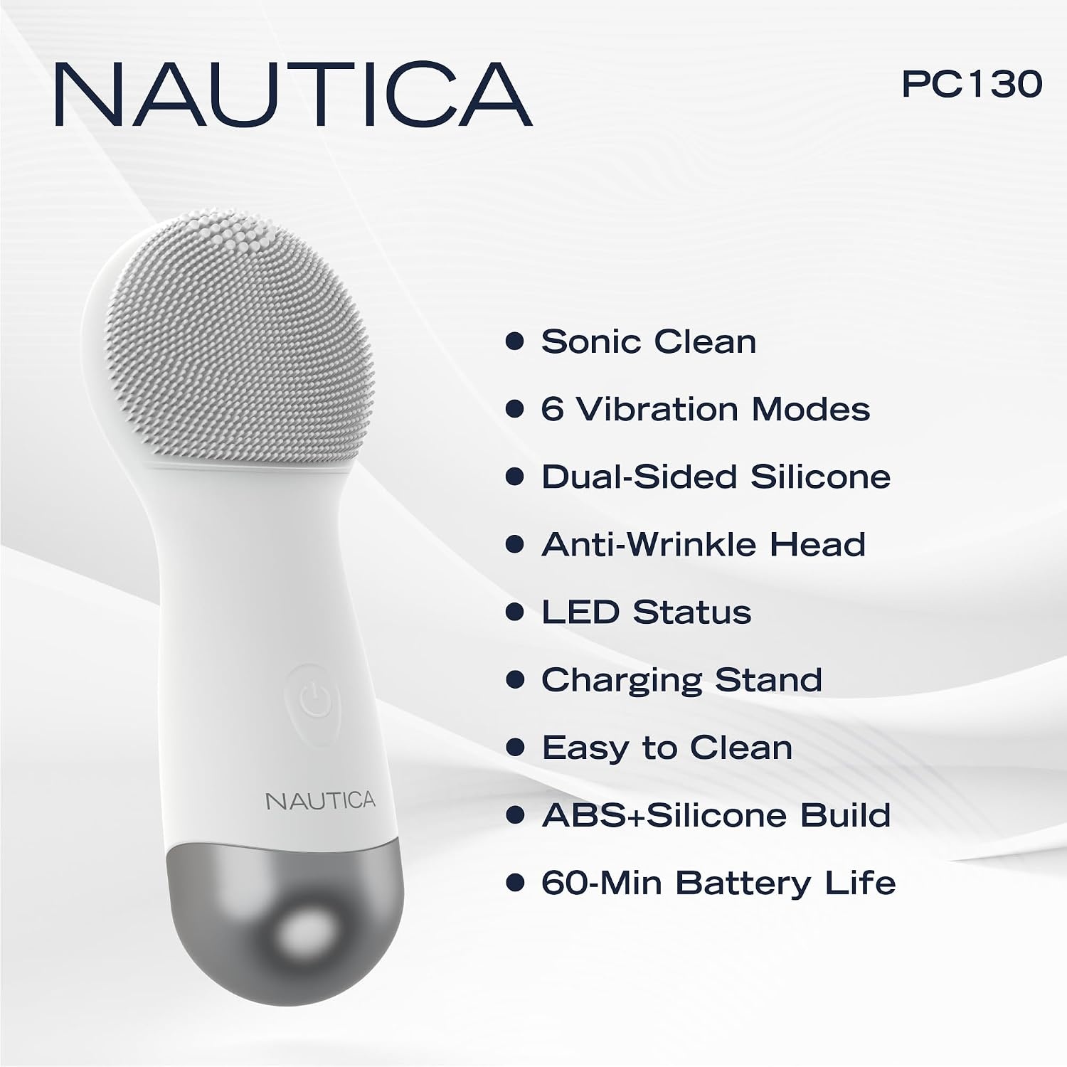 image:imageNautica PC130 Sonic Facial Cleansing Brush Made with Ultra Hygienic Soft Silicone Waterproof and Rechargeable Face Scrub Brush for Men amp Women MilkMilk