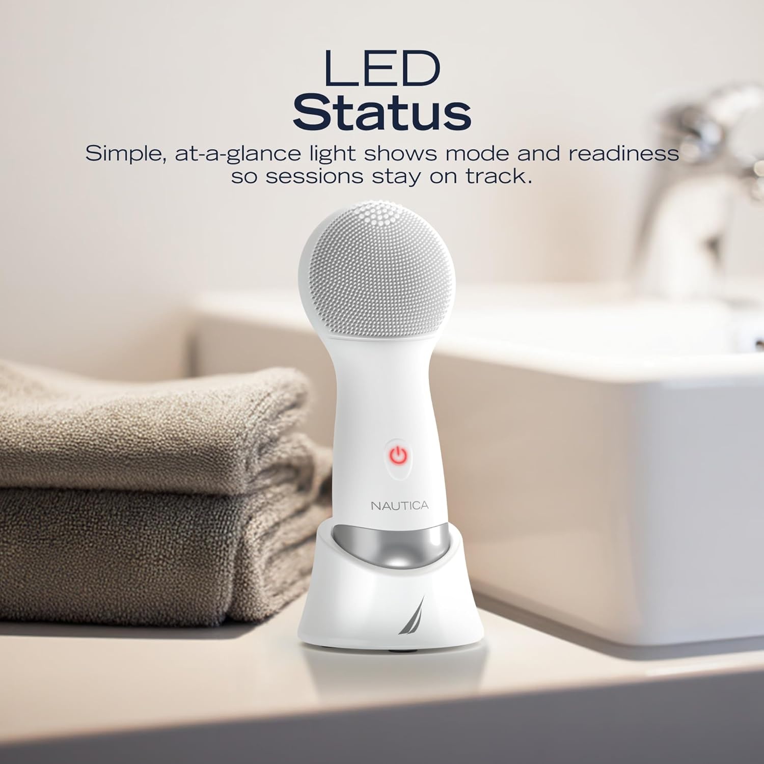 image:imageNautica PC130 Sonic Facial Cleansing Brush Made with Ultra Hygienic Soft Silicone Waterproof and Rechargeable Face Scrub Brush for Men amp Women MilkMilk