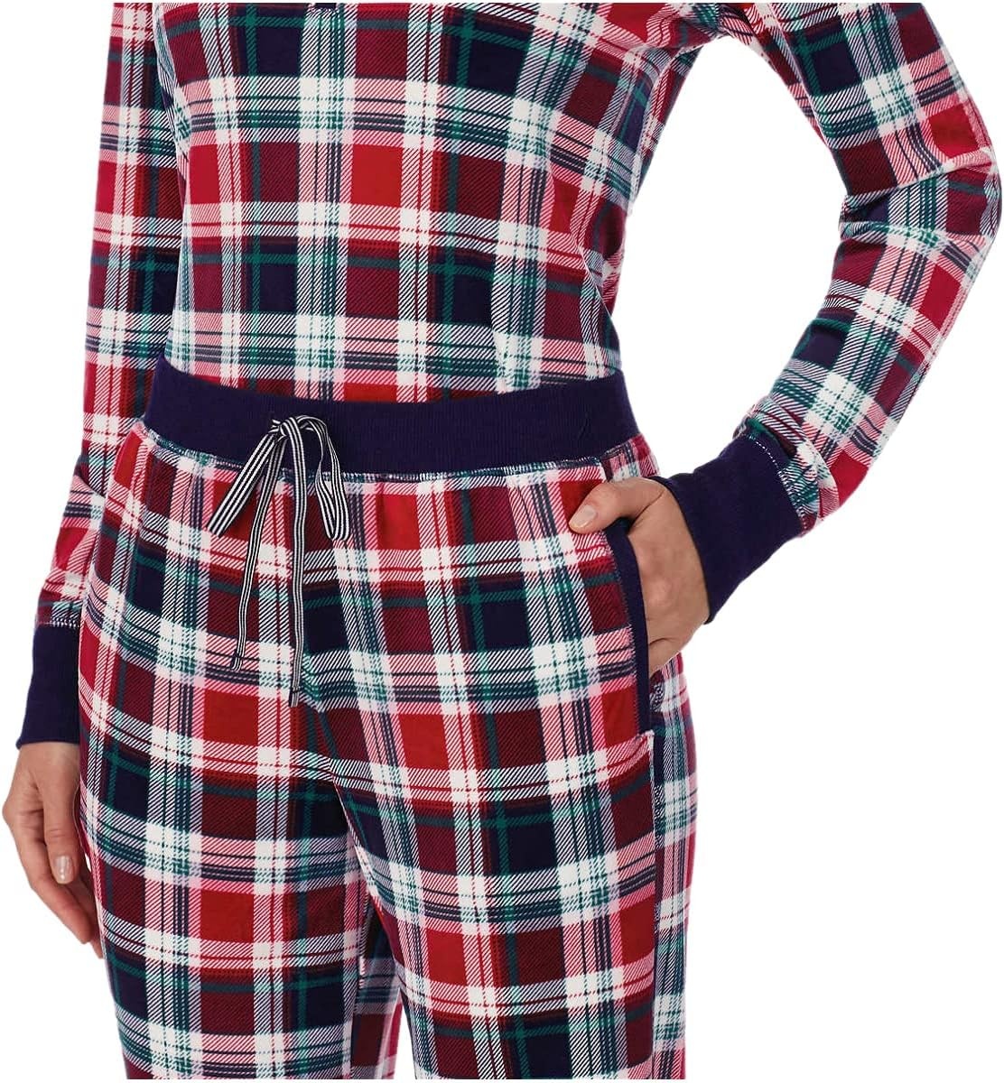 image:imageNautica Pajamas for Women Set Long Sleeve Henley Pajama Shirt amp Pants Warm Winter Fleece Sleepwear Lounge PJ Sets for WomenRed