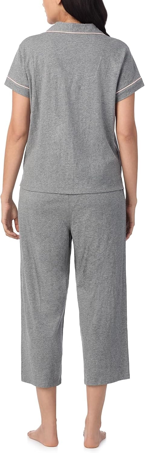 image:imageNautica Pajamas for Women Set Womens Lightweight Short Sleeve Button Down Pajama Shirt amp Capri Pants Lounge Sets PJs WomenHeather Grey