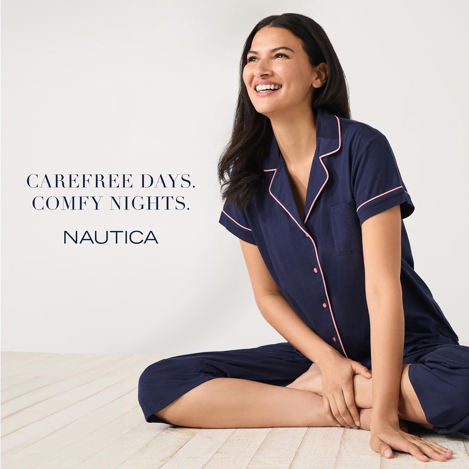 image:imageNautica Pajamas for Women Set Womens Lightweight Short Sleeve Button Down Pajama Shirt amp Capri Pants Lounge Sets PJs WomenHeather Grey