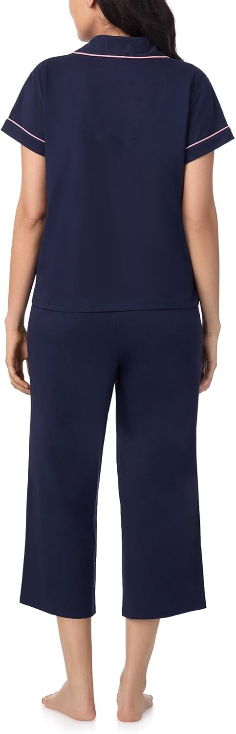 image:imageNautica Pajamas for Women Set Womens Lightweight Short Sleeve Button Down Pajama Shirt amp Capri Pants Lounge Sets PJs WomenNavy
