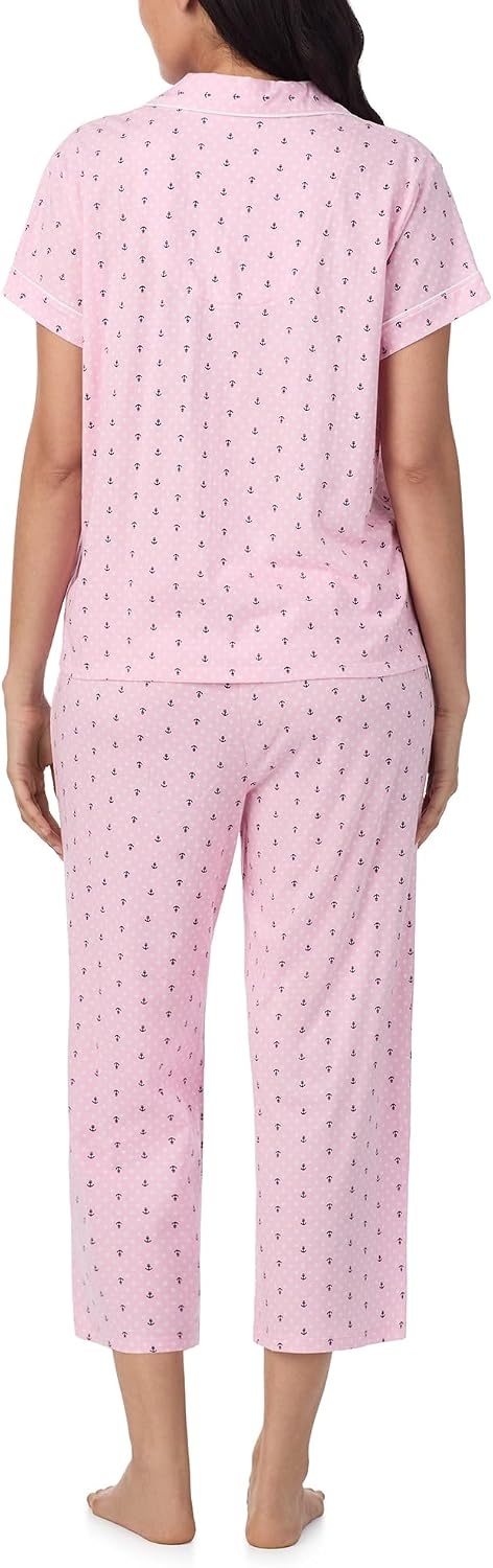 image:imageNautica Pajamas for Women Set Womens Lightweight Short Sleeve Button Down Pajama Shirt amp Capri Pants Lounge Sets PJs WomenPink