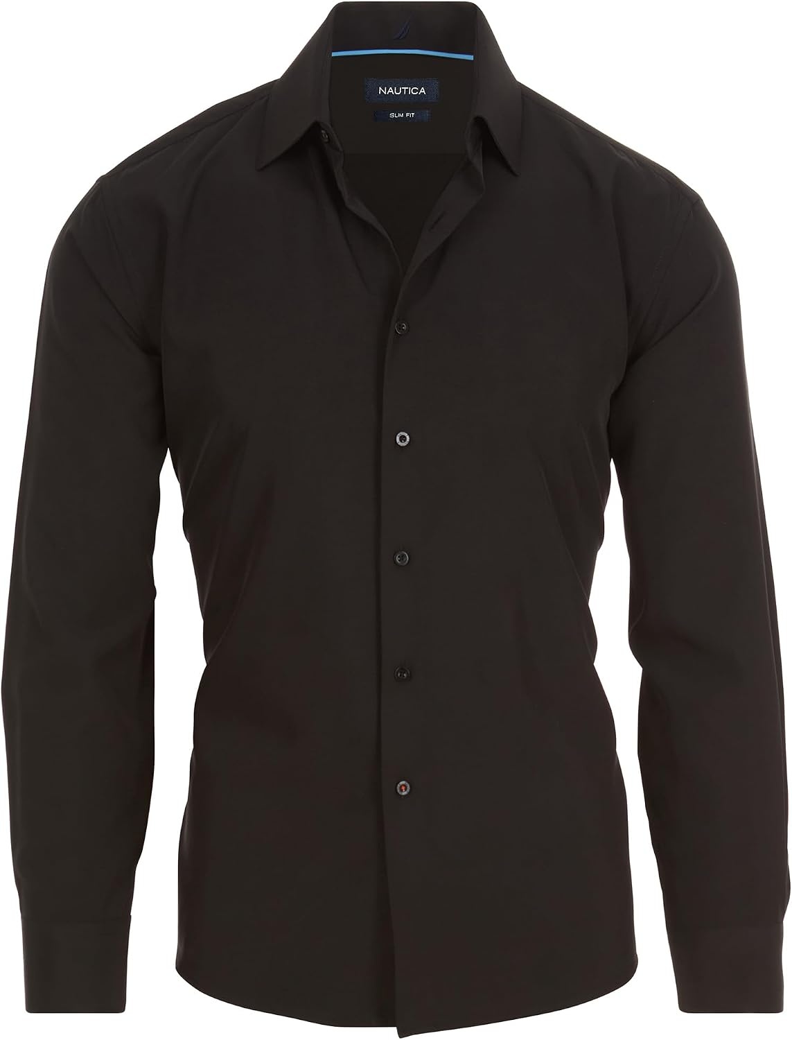 image:imageNautica Regular Fit Long Sleeve Button Down Dress Shirts for Men Wrinkle Free Long Sleeve Shirt Mens Formal 4Way StretchBlack