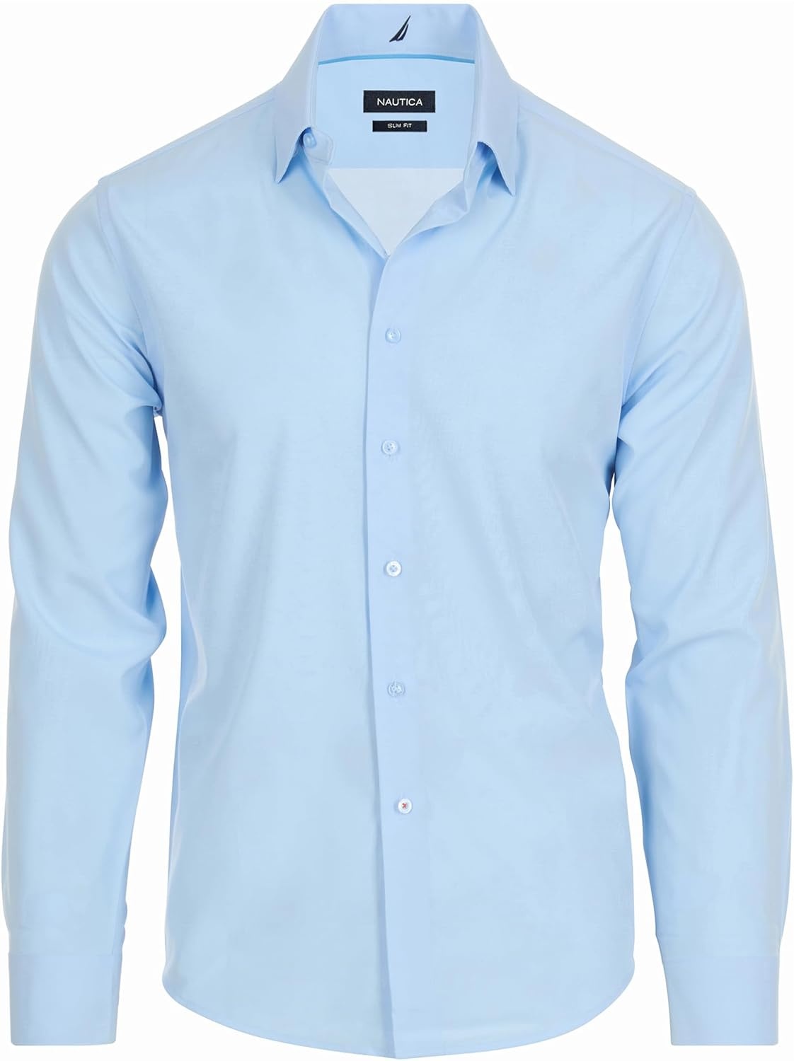 image:imageNautica Regular Fit Long Sleeve Button Down Dress Shirts for Men Wrinkle Free Long Sleeve Shirt Mens Formal 4Way StretchBlue