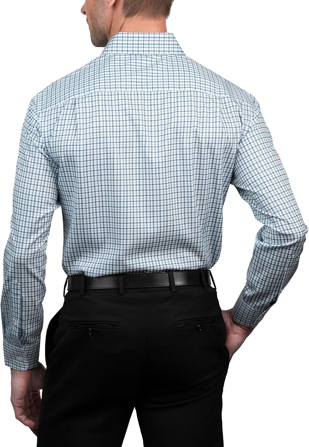 image:imageNautica Regular Fit Long Sleeve Button Down Dress Shirts for Men Wrinkle Free Long Sleeve Shirt Mens Formal 4Way StretchBlue Green Plaid