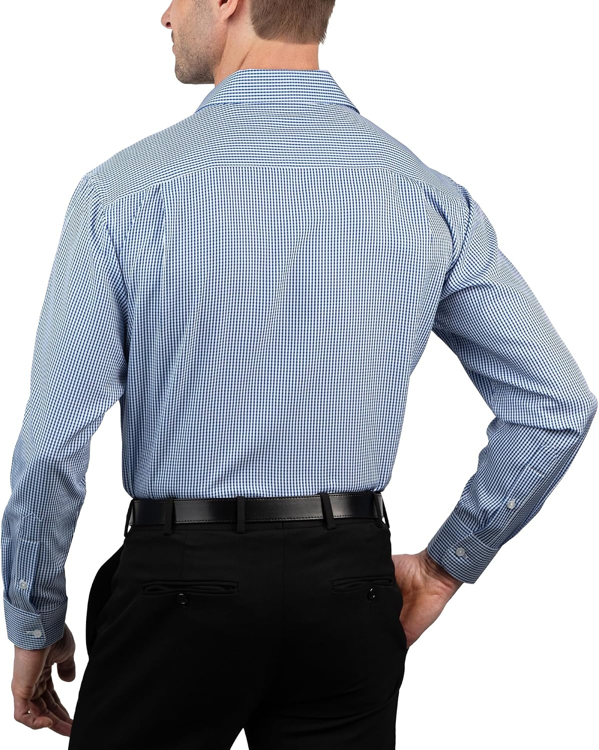 image:imageNautica Regular Fit Long Sleeve Button Down Dress Shirts for Men Wrinkle Free Long Sleeve Shirt Mens Formal 4Way StretchBlue Plaid