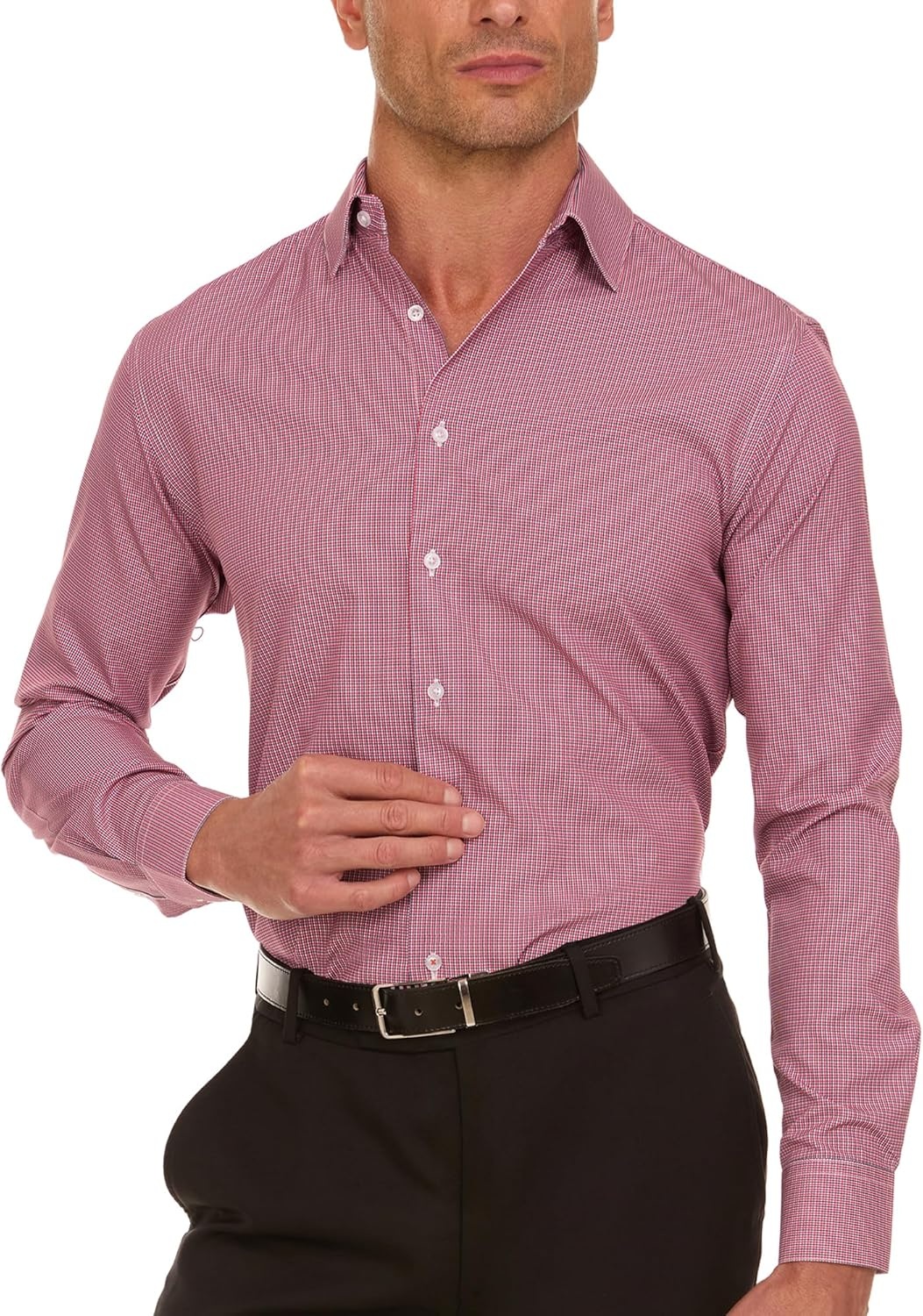 image:imageNautica Regular Fit Long Sleeve Button Down Dress Shirts for Men Wrinkle Free Long Sleeve Shirt Mens Formal 4Way StretchBlue and Red Check