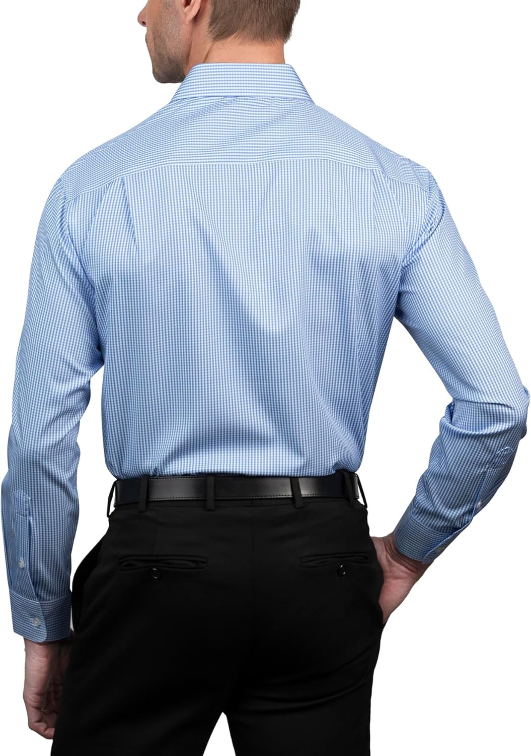 image:imageNautica Regular Fit Long Sleeve Button Down Dress Shirts for Men Wrinkle Free Long Sleeve Shirt Mens Formal 4Way StretchLight Blue Check