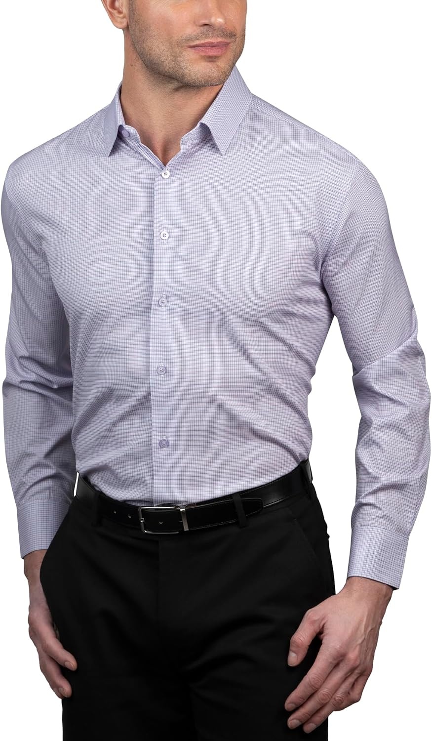 image:imageNautica Regular Fit Long Sleeve Button Down Dress Shirts for Men Wrinkle Free Long Sleeve Shirt Mens Formal 4Way StretchNavy and Pink Check