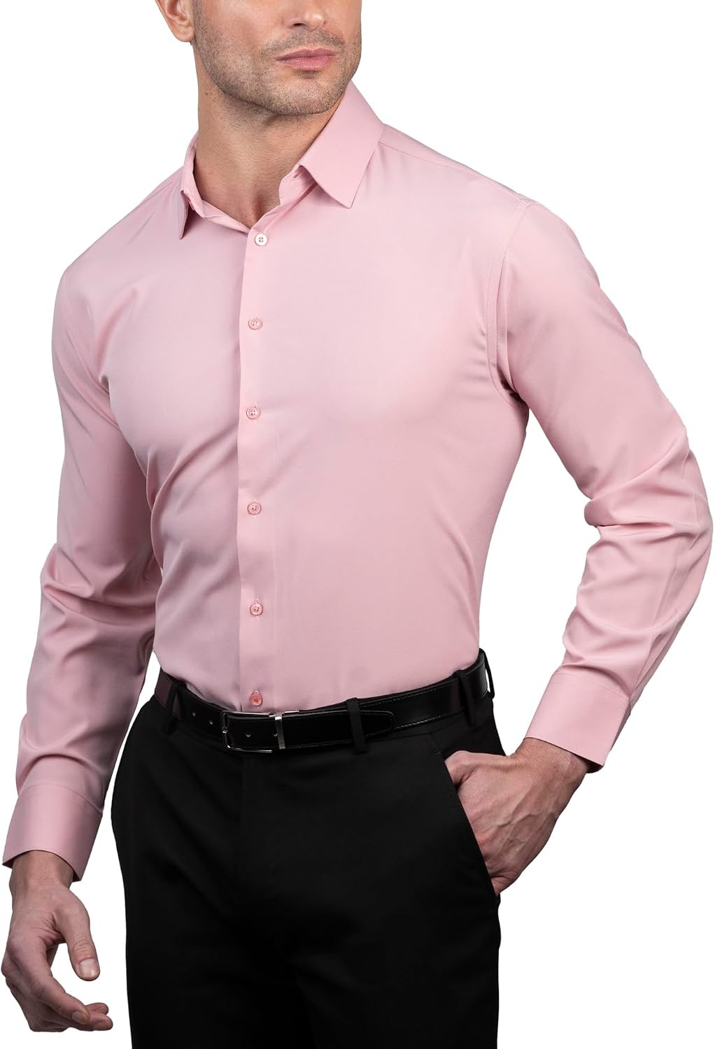 image:imageNautica Regular Fit Long Sleeve Button Down Dress Shirts for Men Wrinkle Free Long Sleeve Shirt Mens Formal 4Way StretchPink
