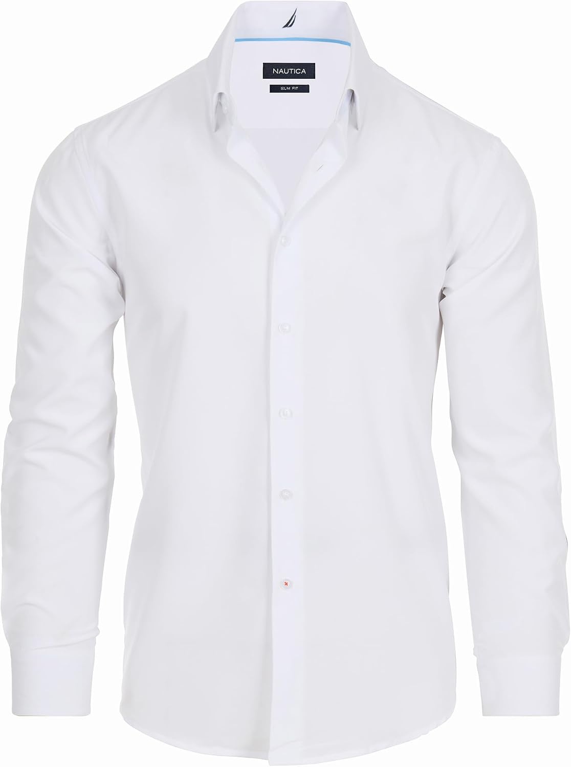 image:imageNautica Regular Fit Long Sleeve Button Down Dress Shirts for Men Wrinkle Free Long Sleeve Shirt Mens Formal 4Way StretchWhite