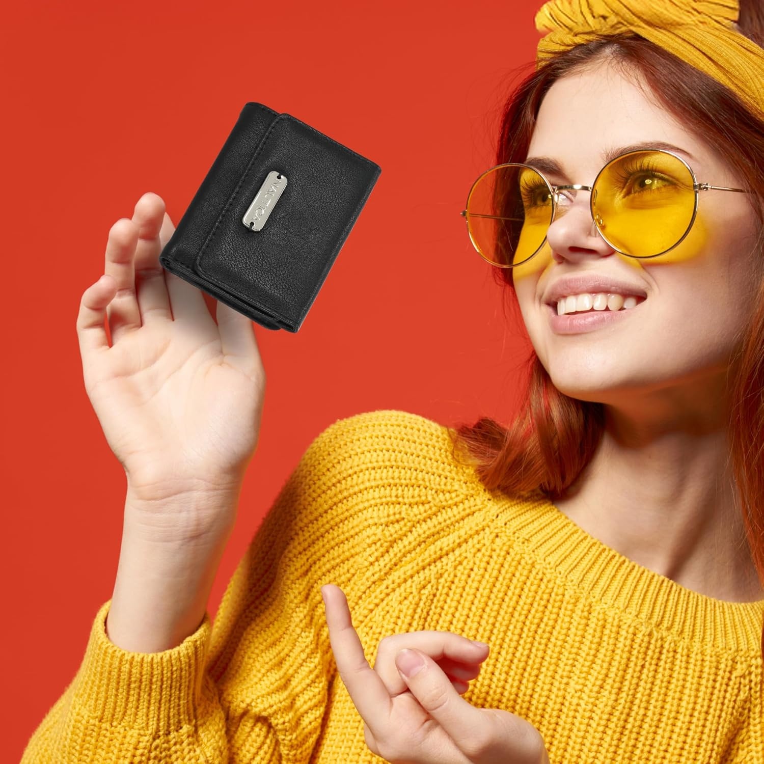 image:imageNautica Rowers End Small Wallet for Women RFID Blocking Slim Credit Card Holder with Zipper Coin Pocket Bifold Compact Wallet with ID Window in Indigo BoneBlack Pebble