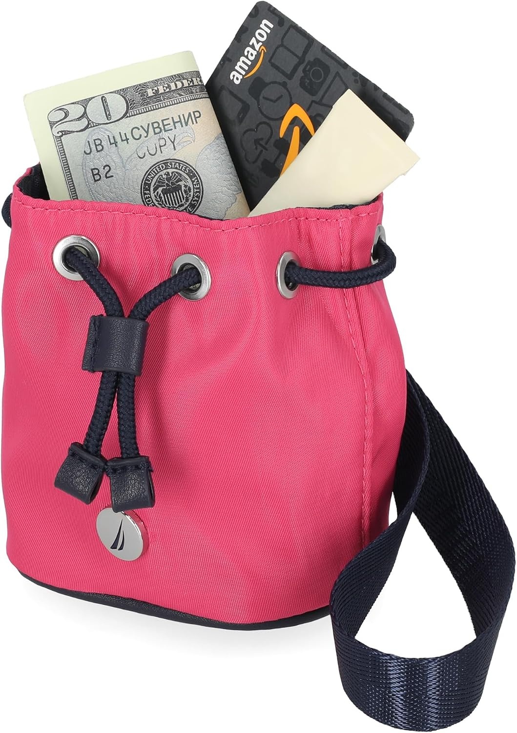image:imageNautica Sea Spray Drawstring Wallet Coin Purse Mini Pouch Charm with Wristlet BlackBright Pink