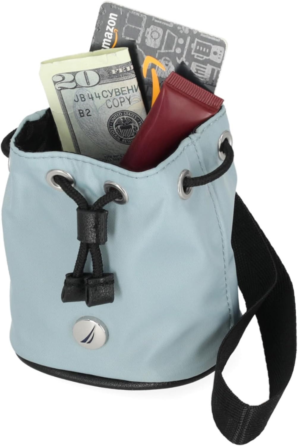 image:imageNautica Sea Spray Drawstring Wallet Coin Purse Mini Pouch Charm with Wristlet BlackSage