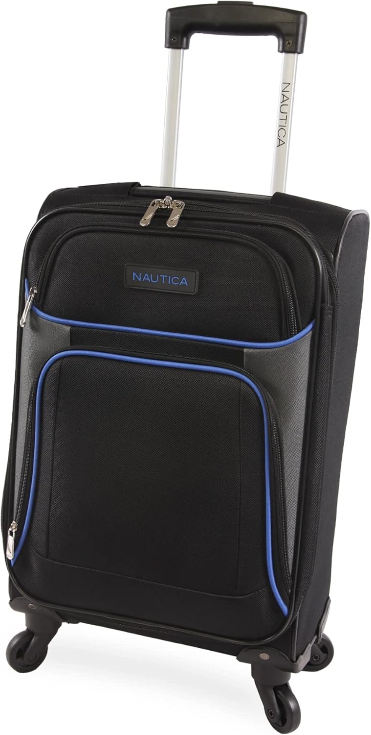 image:imageNautica Seascape Collection 4pc Softside Luggage Set BlackBlueBLACK BLUE