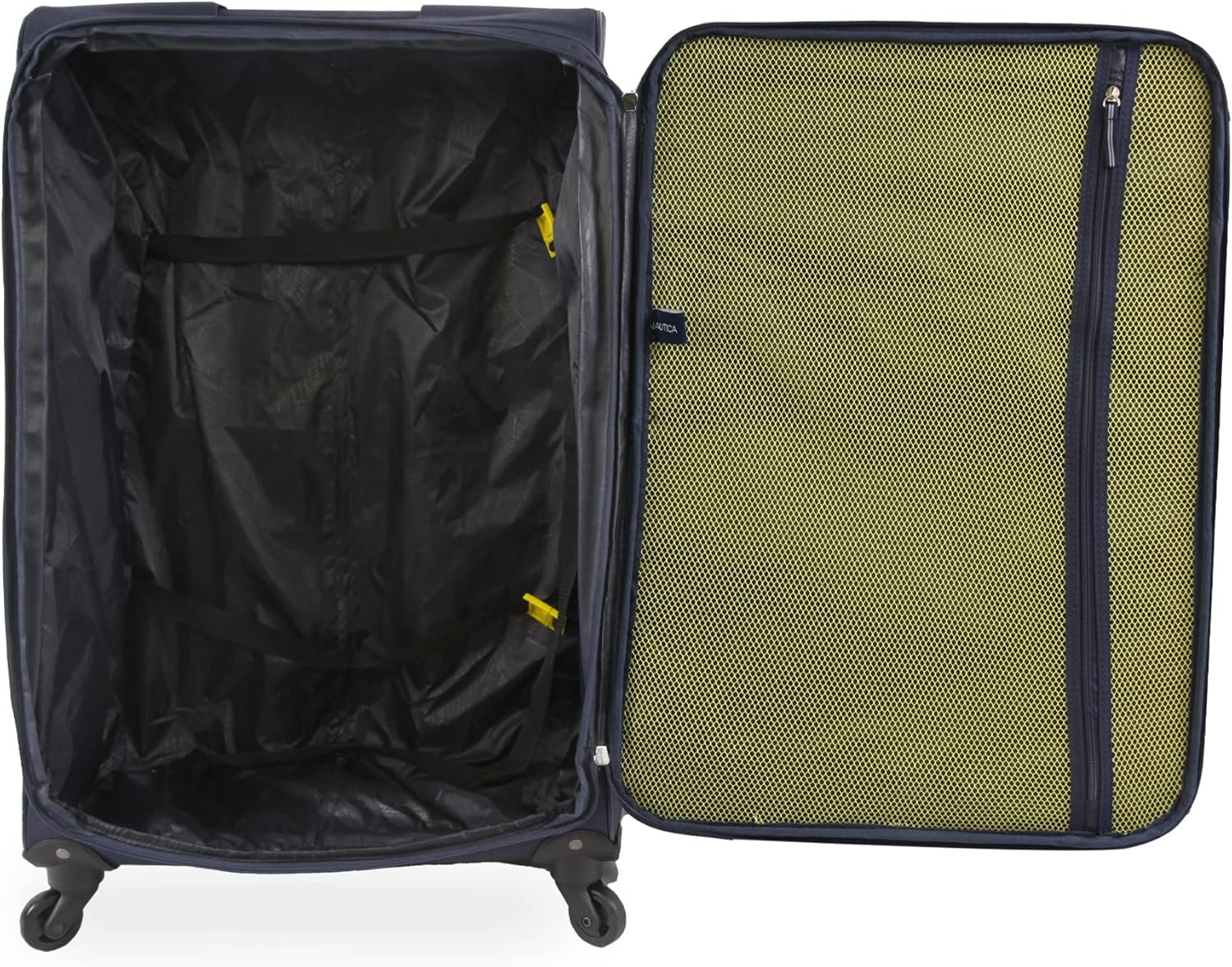 image:imageNautica Seascape Collection 4pc Softside Luggage Set BlackBlueNavyYellow