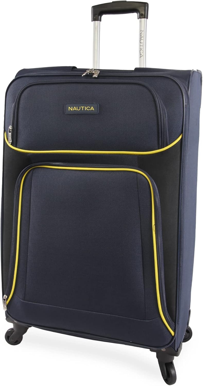 image:imageNautica Seascape Collection 4pc Softside Luggage Set BlackBlueNavyYellow