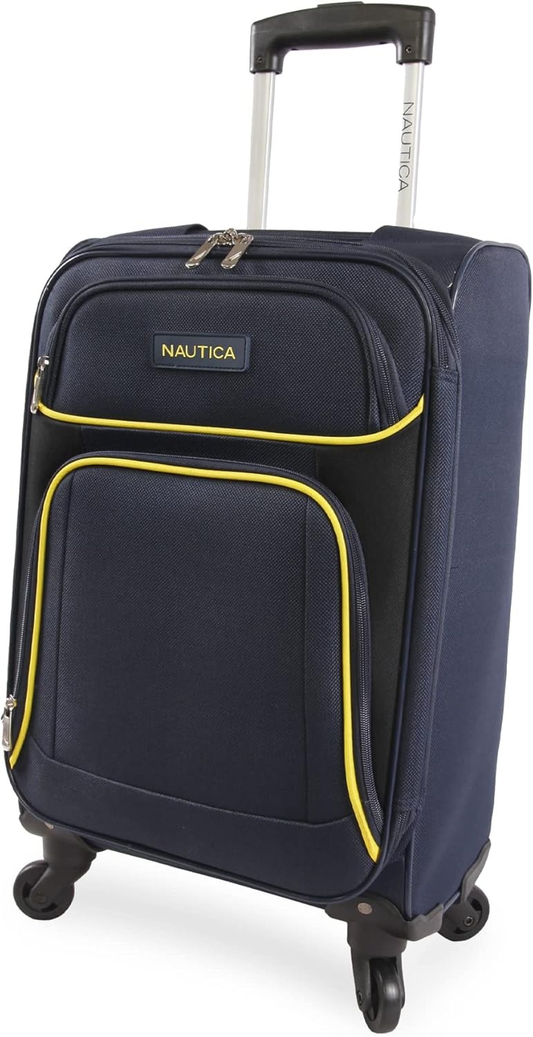 image:imageNautica Seascape Collection 4pc Softside Luggage Set BlackBlueNavyYellow
