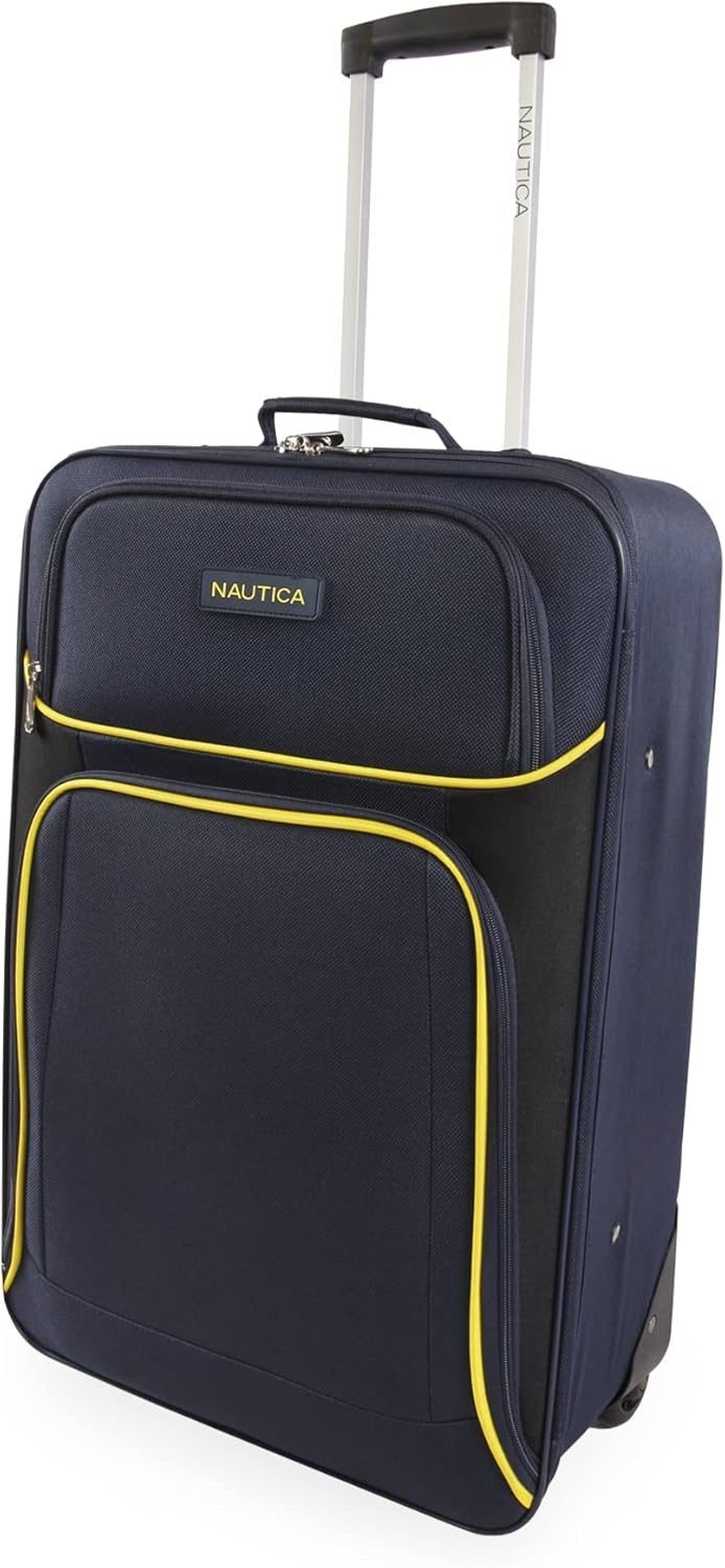 image:imageNautica Seascape Collection 4pc Softside Luggage Set BlackBlueNavyYellow