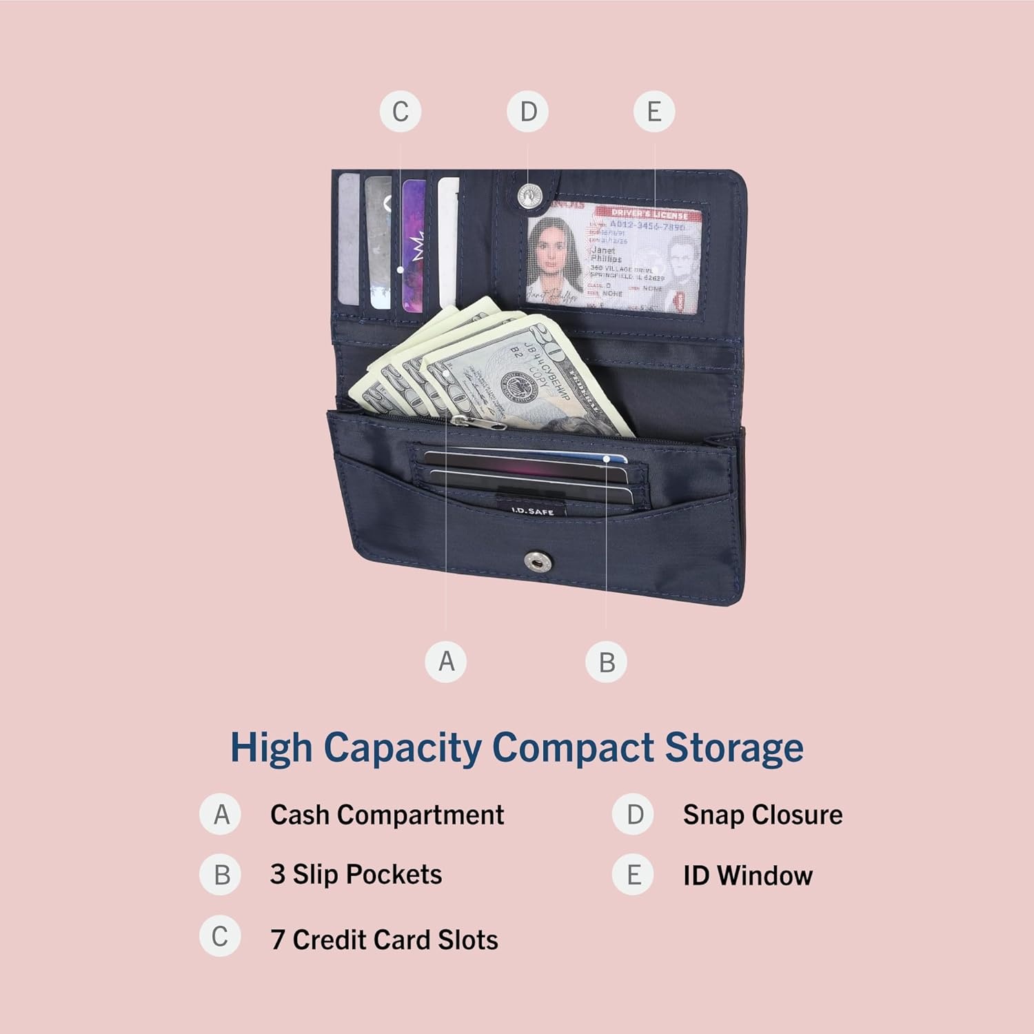 image:imageNautica Seaside Slim Womens Wallet RFID Blocking Credit Card Holder Coin Purse Checkbook Organizer Clutch Small Vegan Leather Wallet for Travel IndigoBlack Woven