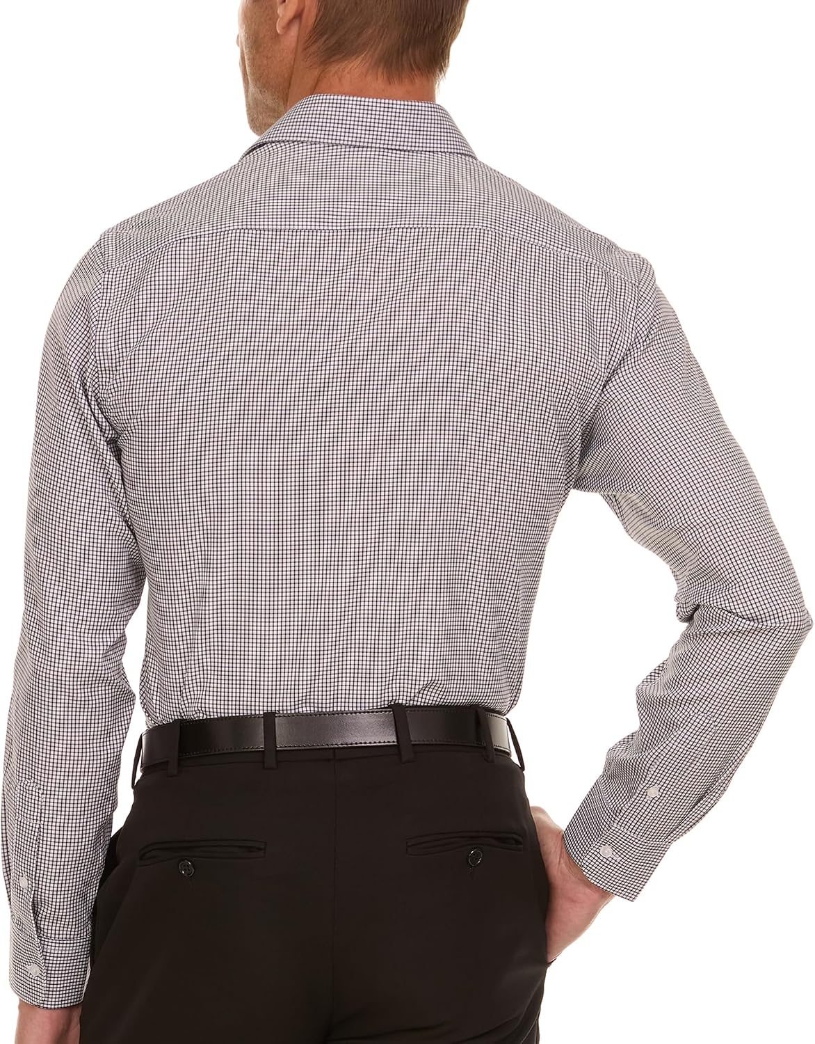 image:imageNautica Slim Fit Mens Dress Shirts Long Sleeve Performance Polyester Fabric Wrinkle Free 4Way StretchBlack Check