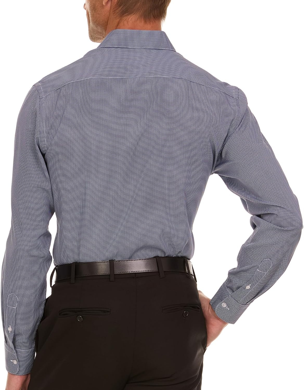 image:imageNautica Slim Fit Mens Dress Shirts Long Sleeve Performance Polyester Fabric Wrinkle Free 4Way StretchBlack Micro Checks