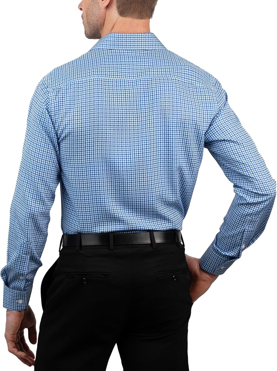 image:imageNautica Slim Fit Mens Dress Shirts Long Sleeve Performance Polyester Fabric Wrinkle Free 4Way StretchClassic Blue Plaid