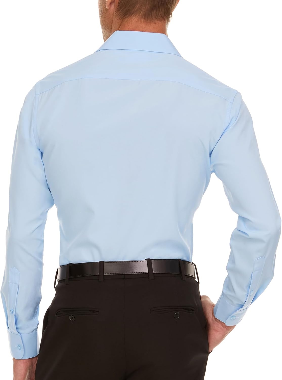 image:imageNautica Slim Fit Mens Dress Shirts Long Sleeve Performance Polyester Fabric Wrinkle Free 4Way StretchLight Blue