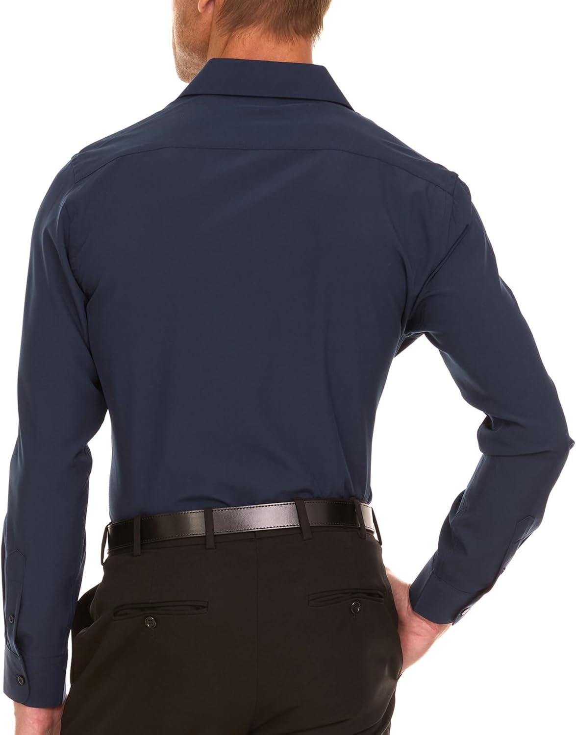 image:imageNautica Slim Fit Mens Dress Shirts Long Sleeve Performance Polyester Fabric Wrinkle Free 4Way StretchNavy Solid