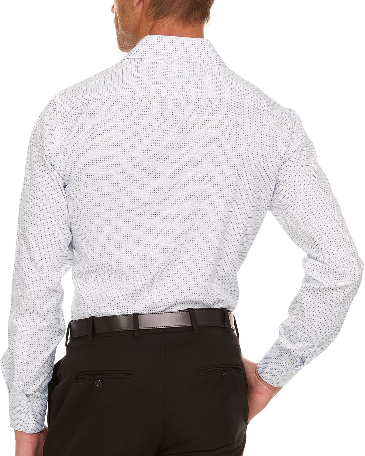 image:imageNautica Slim Fit Mens Dress Shirts Long Sleeve Performance Polyester Fabric Wrinkle Free 4Way StretchWhite Mini Blue Dots