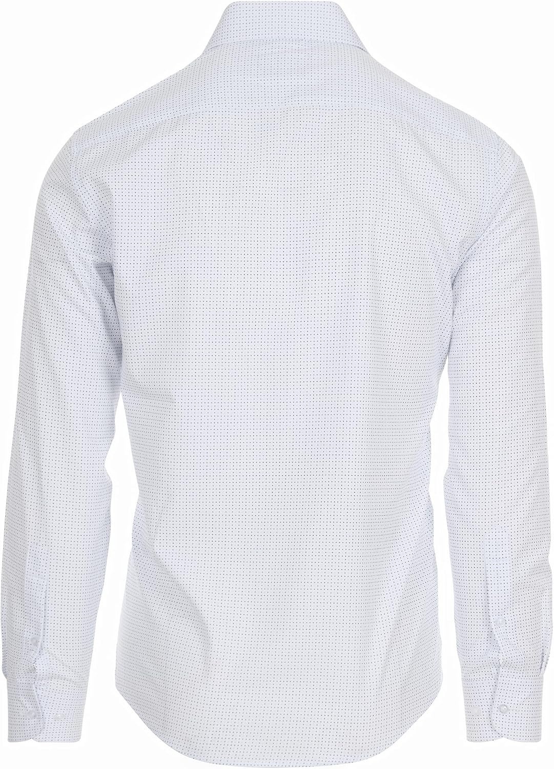 image:imageNautica Slim Fit Mens Dress Shirts Long Sleeve Performance Polyester Fabric Wrinkle Free 4Way StretchWhite Mini Blue Dots