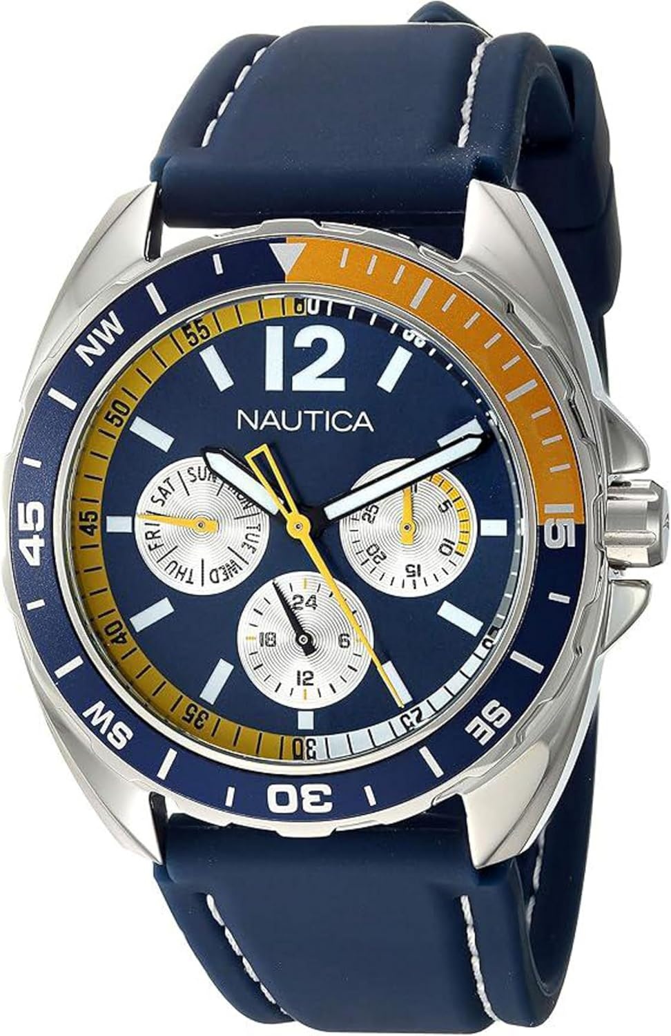 image:imageNautica Sporty Mens WatchBlueWhiteBlueSilver