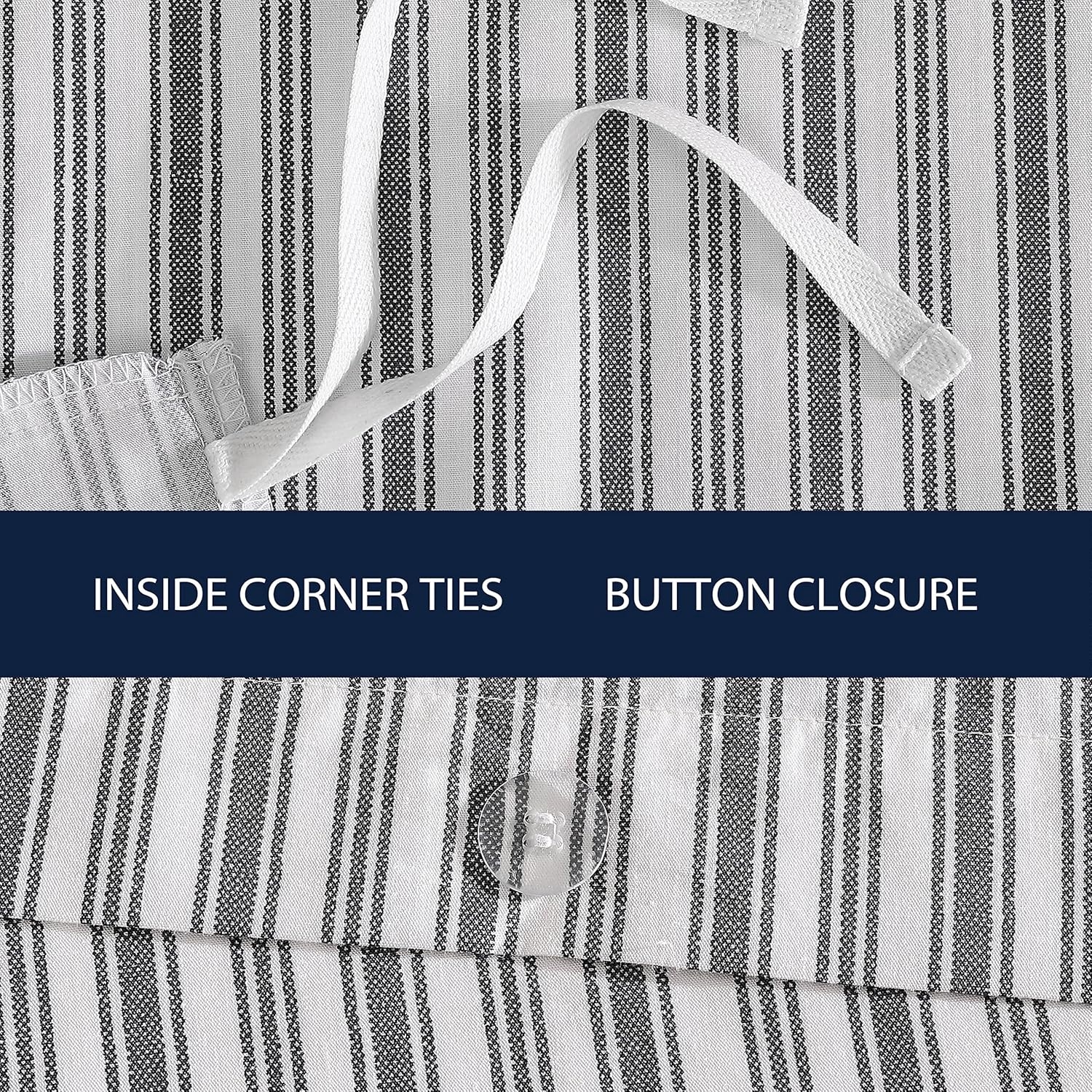 image:imageNautica Twin Duvet Cover Cotton Reversible Bedding with Button Closure Casual Home Dcor for All Seasons Coleridge Stripe Charcoal TwinColeridge Stripe Charcoal