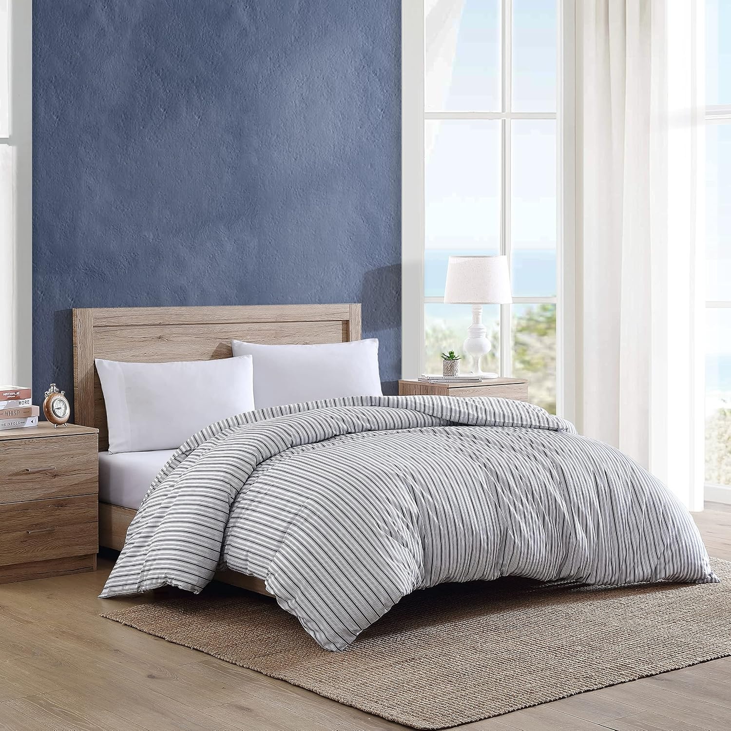 image:imageNautica Twin Duvet Cover Cotton Reversible Bedding with Button Closure Casual Home Dcor for All Seasons Coleridge Stripe Charcoal TwinColeridge Stripe Charcoal