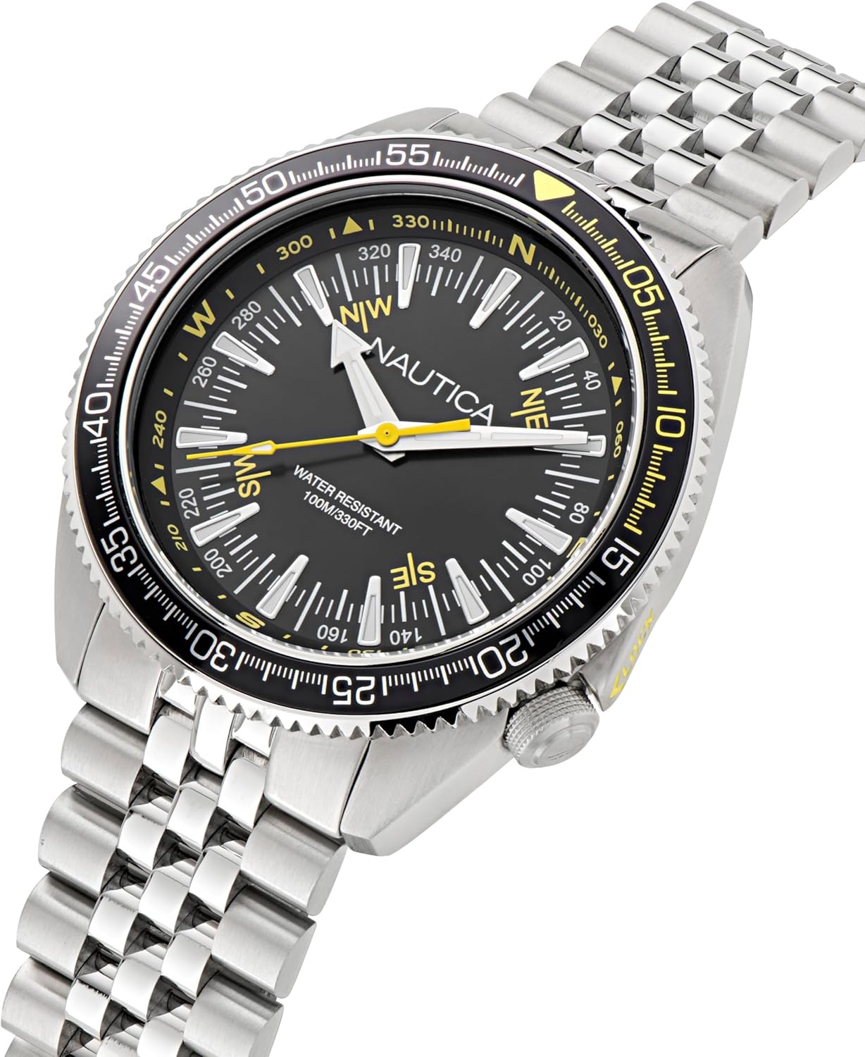 image:imageNautica Vintage Mens WatchSilverBlack SiliconeBlack