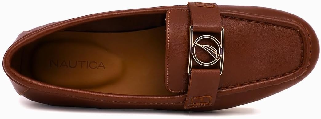 image:imageNautica Woman Flat Loafers Designer Vegan Leather Penny Shoes Slip On Soft Durable and Flexible Luxury Resistant Feel Lightweight amp Comfortable Memory Foam Everyday MoccasinsTannelms