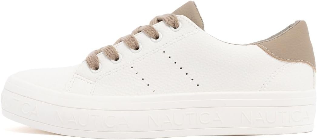image:imageNautica Women Fashion Sneaker LaceUp Tennis Casual Shoes for LadiesKildatewhite Taupe