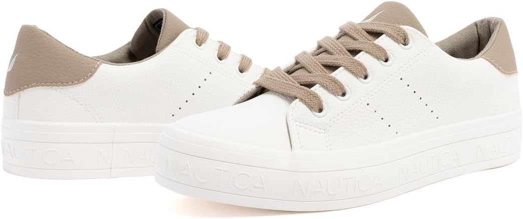 image:imageNautica Women Fashion Sneaker LaceUp Tennis Casual Shoes for LadiesKildatewhite Taupe