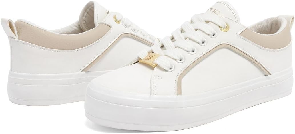 image:imageNautica Women Fashion Sneaker LaceUp Tennis Casual Shoes for LadiesWhite Bone Davidia