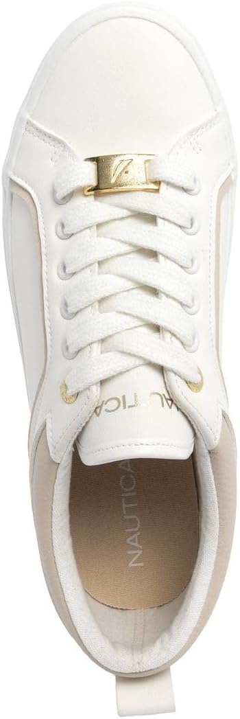 image:imageNautica Women Fashion Sneaker LaceUp Tennis Casual Shoes for LadiesWhite Bone Davidia