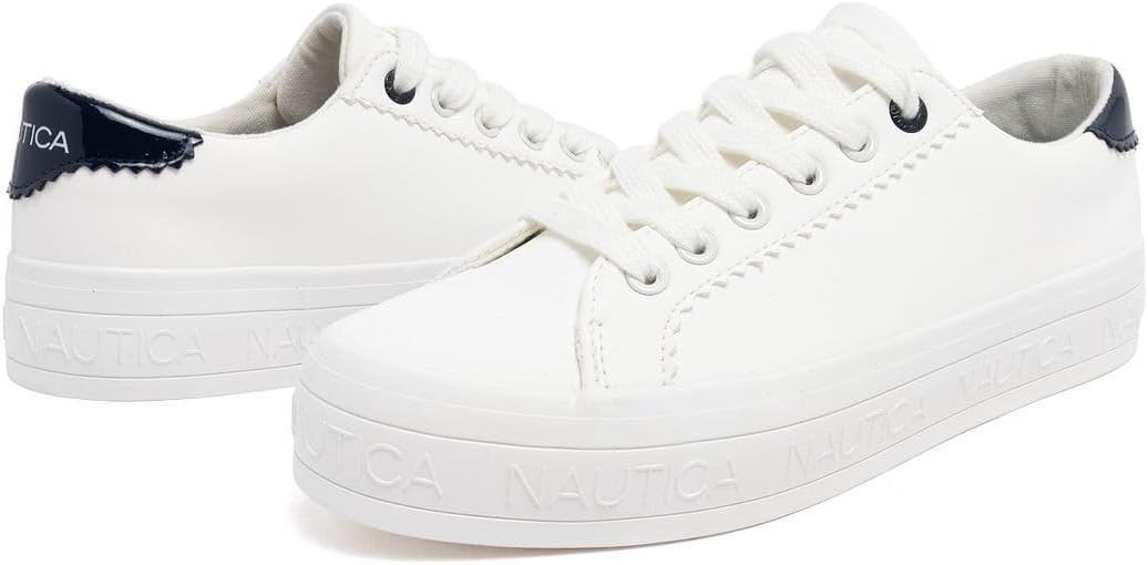 image:imageNautica Women Fashion Sneaker LaceUp Tennis Casual Shoes for LadiesWhite Navy Ilex