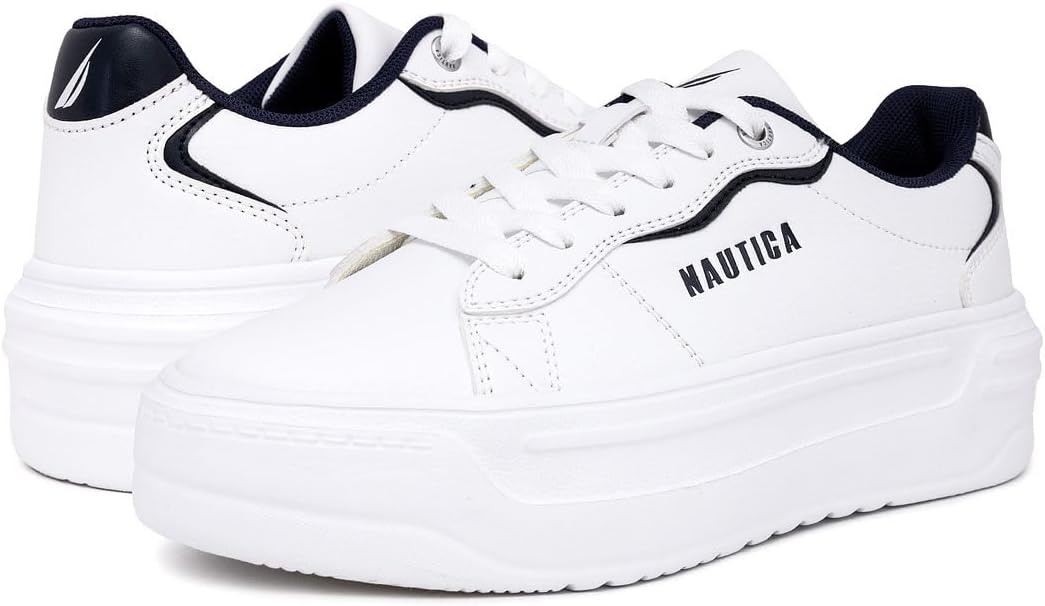 image:imageNautica Women Fashion Sneaker LaceUp Tennis Casual Shoes for LadiesWhite Navyhycrest